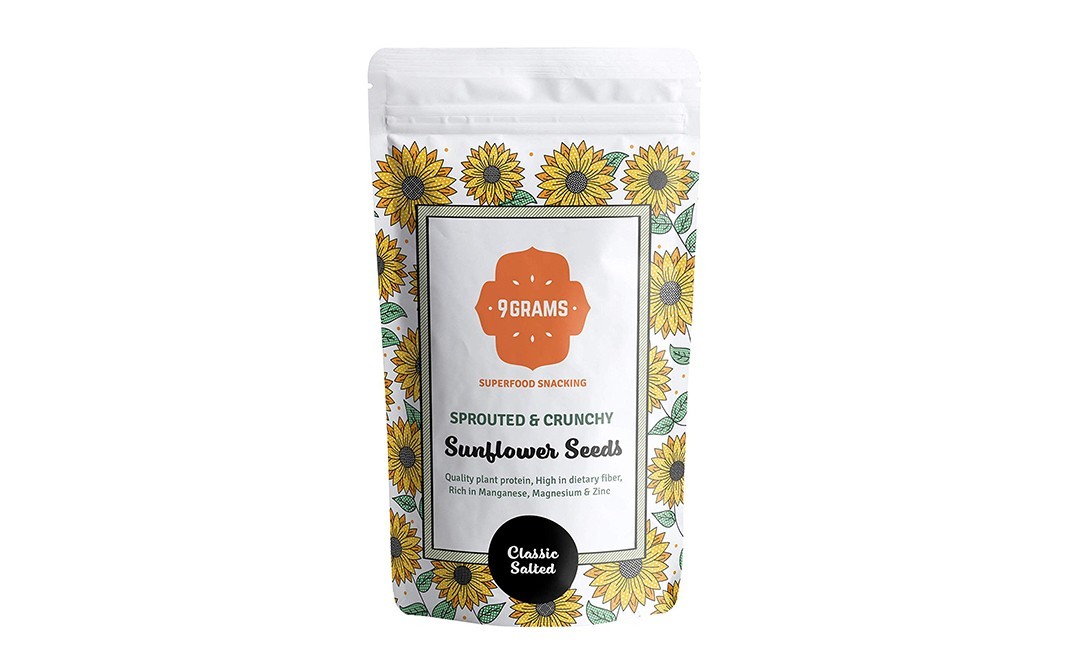 9Grams Sprouted & Crunchy Sunflower Seeds Classic Salted   Pack  100 grams